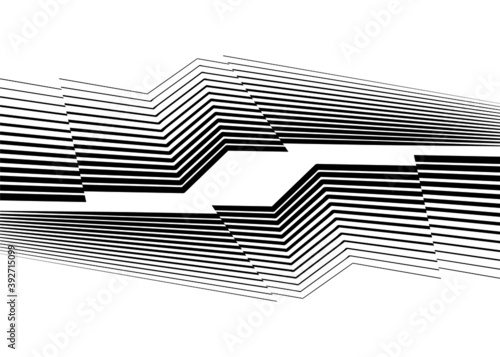 Modern vector pattern of black broken lines on a white background. Trendy striped vector background