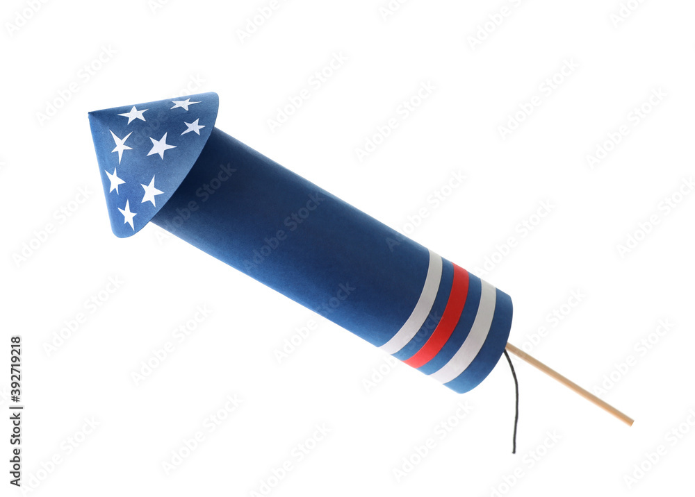 Bild auf Leinwand Firework rocket on white background. Festive decor