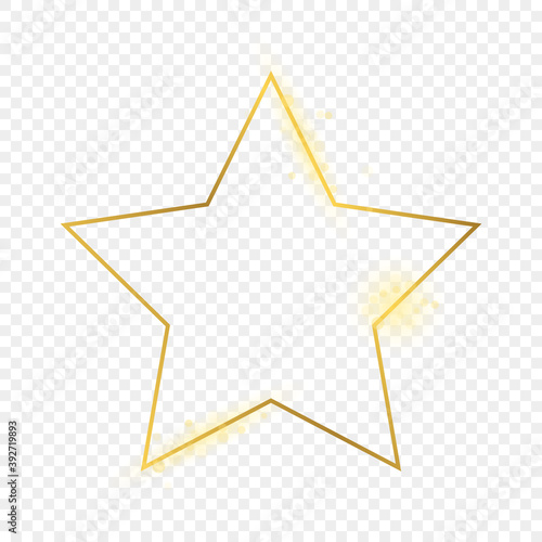 Gold glowing star shape frame