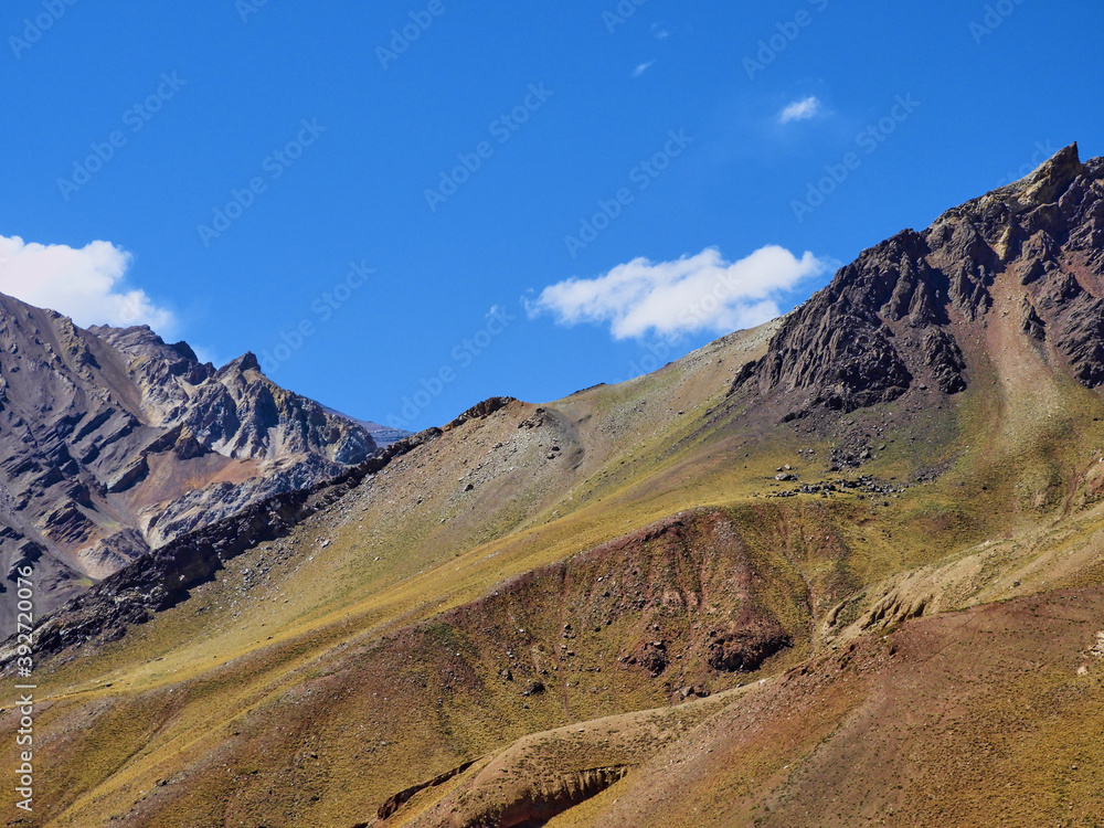 Parque nacional Aconcagua, montaña con pico nevados Parque nacional Aconcagua, montaña con pico nevados