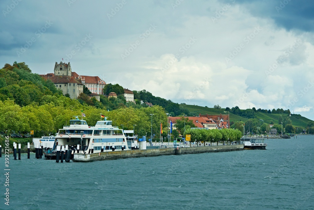 Fototapeta premium Germany-view on the castle and town Meersburg from ferry