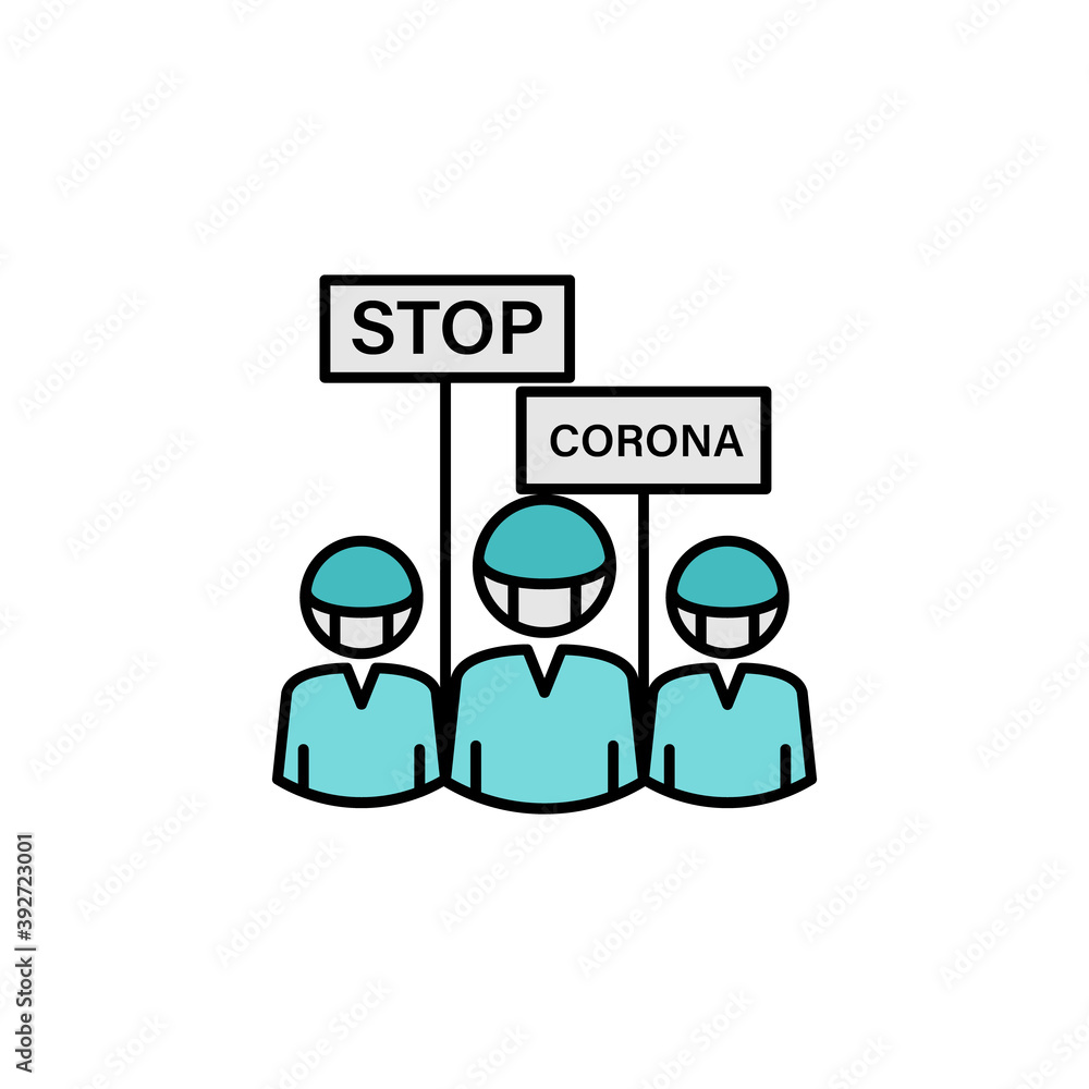 people protest coronavirus, stop line illustration icon. Signs and symbols can be used for web, logo, mobile app, UI, UX people protest coronavirus, stop line illustration icon. Signs and symbols can be used for web, logo, mobile app, UI, UX
