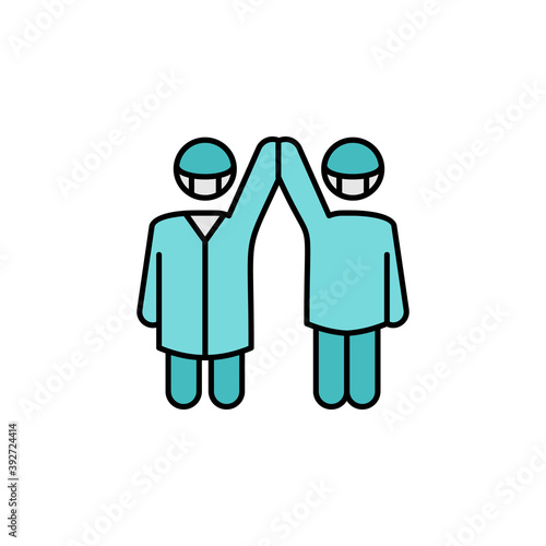 doctors kill coronavirus line illustration icon. Signs and symbols can be used for web, logo, mobile app, UI, UX