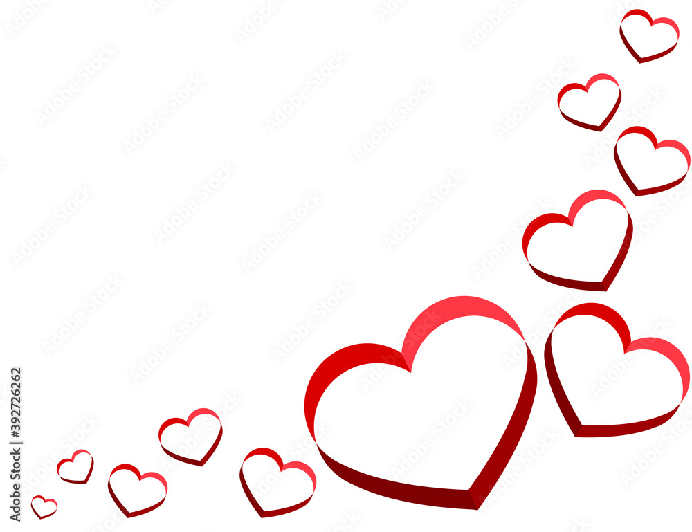 White background with hearts for Valentine's Day. Background for signature. Vector illustration