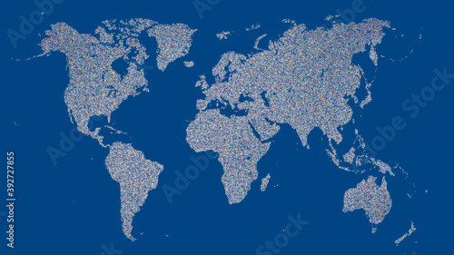 World map  particles. Abstract world map made from small dots. 3d render