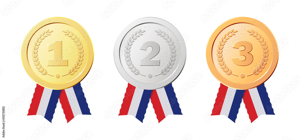 Realistic golden awards for competition winner. Realistic medals Realistic golden awards for competition winner. Realistic medals