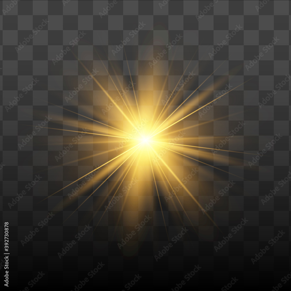 Glow isolated yellow light effect, lens flare