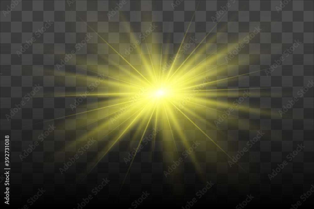 Glow isolated yellow light effect, lens flare