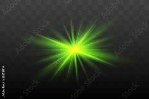 Glow isolated green light effect, lens flare
