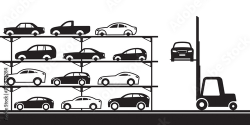Car breakers scrap yard – vector illustration