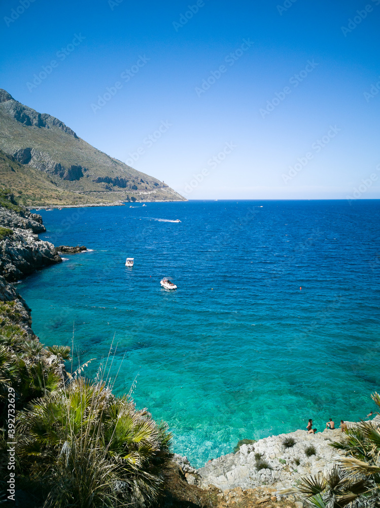 Beautiful water of a little beach in Zingaro natural reserve in Sicily, Italy