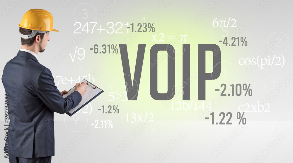 custom made wallpaper toronto digitalTechnology Engineer in hard hat with VOIP abbreviation