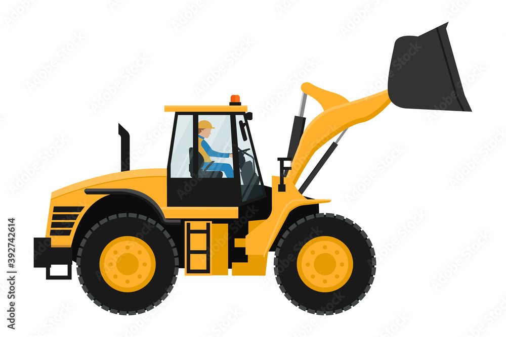Front loader design with heavy machinery driver Front loader design with heavy machinery driver
