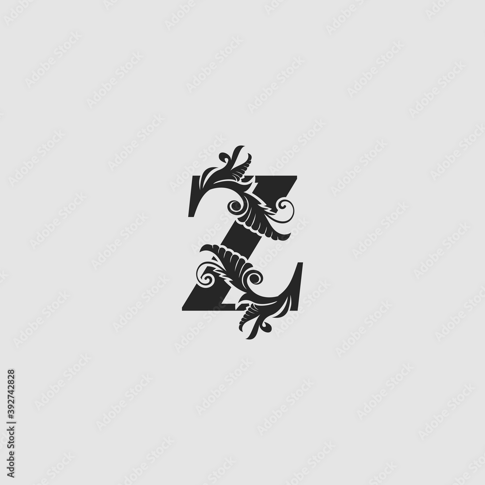 Z Letter Luxury Logo Icon, Monogram vector design concept abstract nature floral letter with leaves