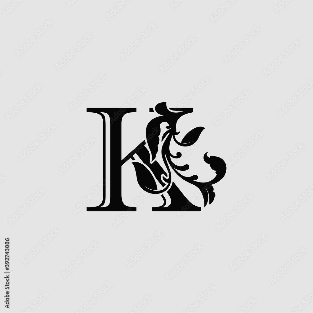 K Luxury Letter Logo Icon, Monogram vector design concept abstract nature floral letter with leaf K Luxury Letter Logo Icon, Monogram vector design concept abstract nature floral letter with leaf