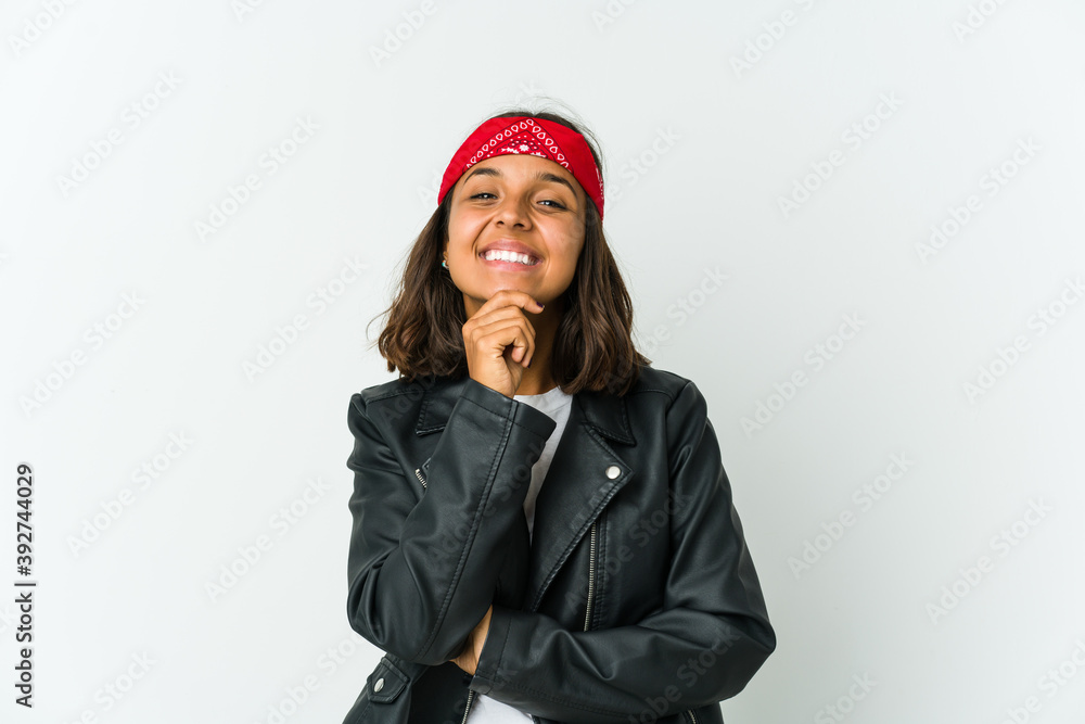 Young latin rocker woman isolated on white background Young latin rocker woman isolated on white background