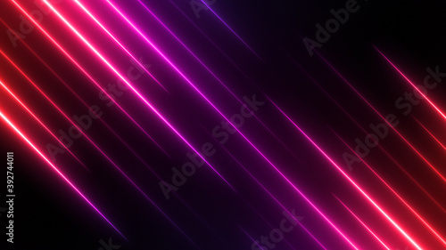 Neon lights background. Modern shiny texture for night club music concept. Colorful glamour decoration. Laser show motion pattern.