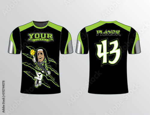 Animal claws mark black lime green with a touch of metallic gradient filled sports team gear template