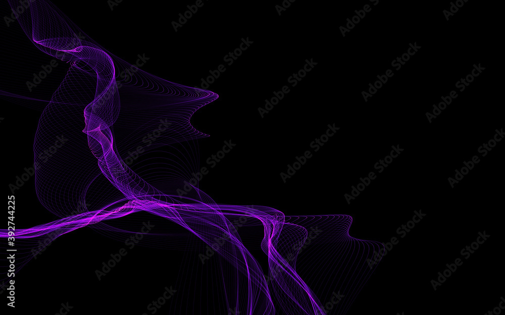 Fototapeta premium Dark abstract background with a glowing abstract waves