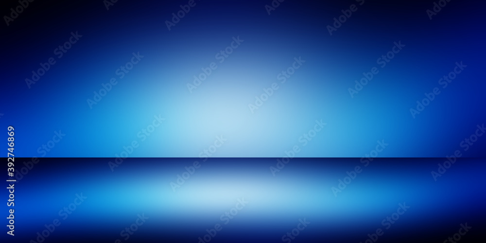 Blue empty room studio gradient used for background and display your product