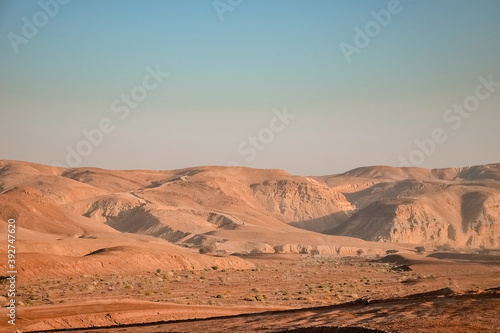 sandy hills in the desert of Israel, Red Canyon near the city of Eilat.