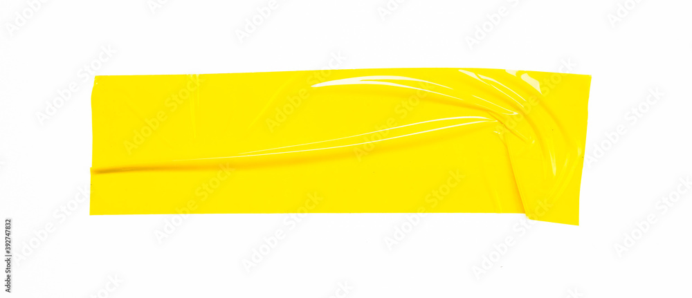 yellow tapes on white background. Torn horizontal and different size yellow sticky tape, adhesive pieces. yellow tapes on white background. Torn horizontal and different size yellow sticky tape, adhesive pieces.