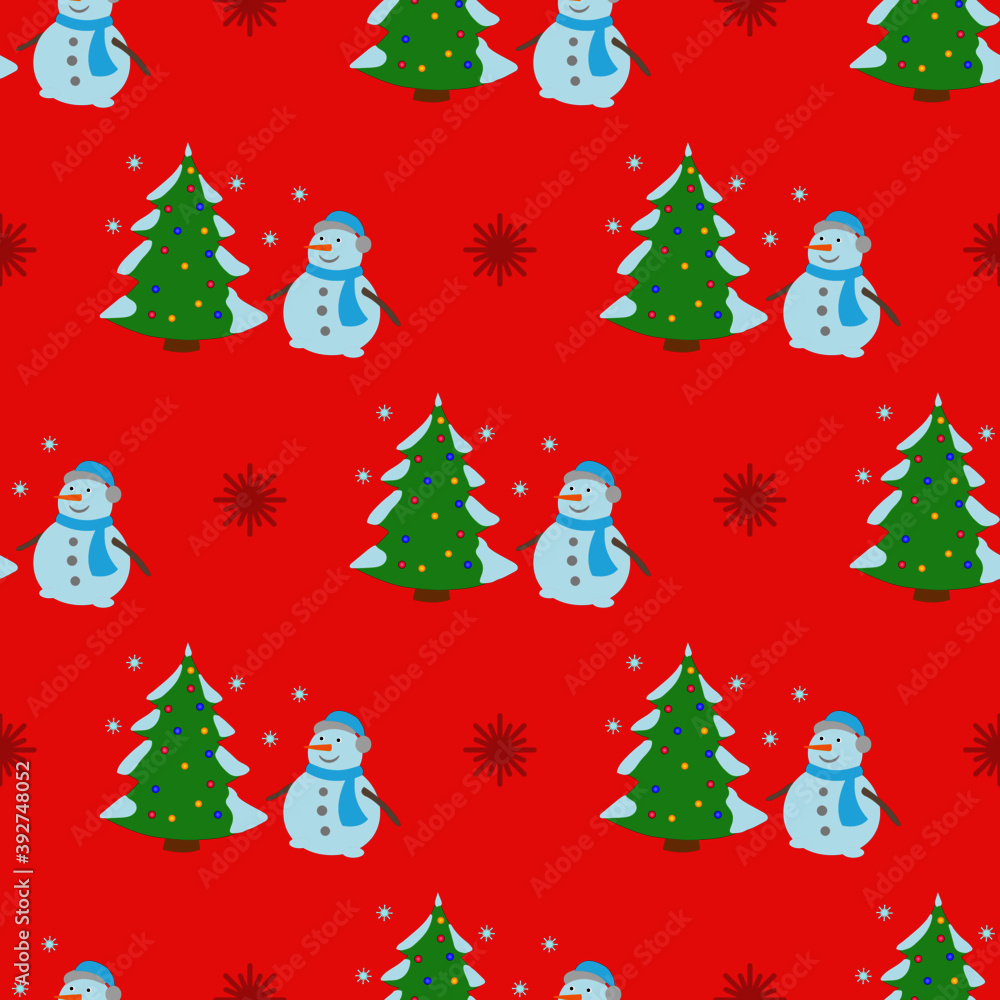 Merry Christmas red pattern. Gift box wrapping paper