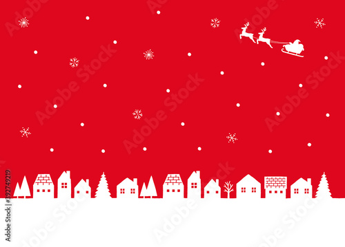 赤い背景のクリスマスの風景