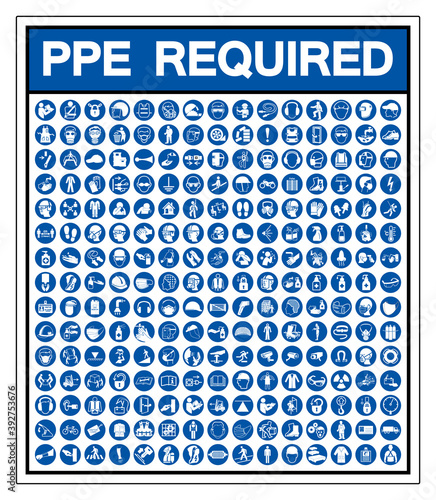 Set Of PPE Required Symbol Sign, Vector Illustration, Isolated On White Background Label .EPS10 photo