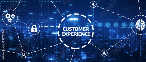 Business, Technology, Internet and network concept. virtual screen of the future and sees the inscription: Customer experience