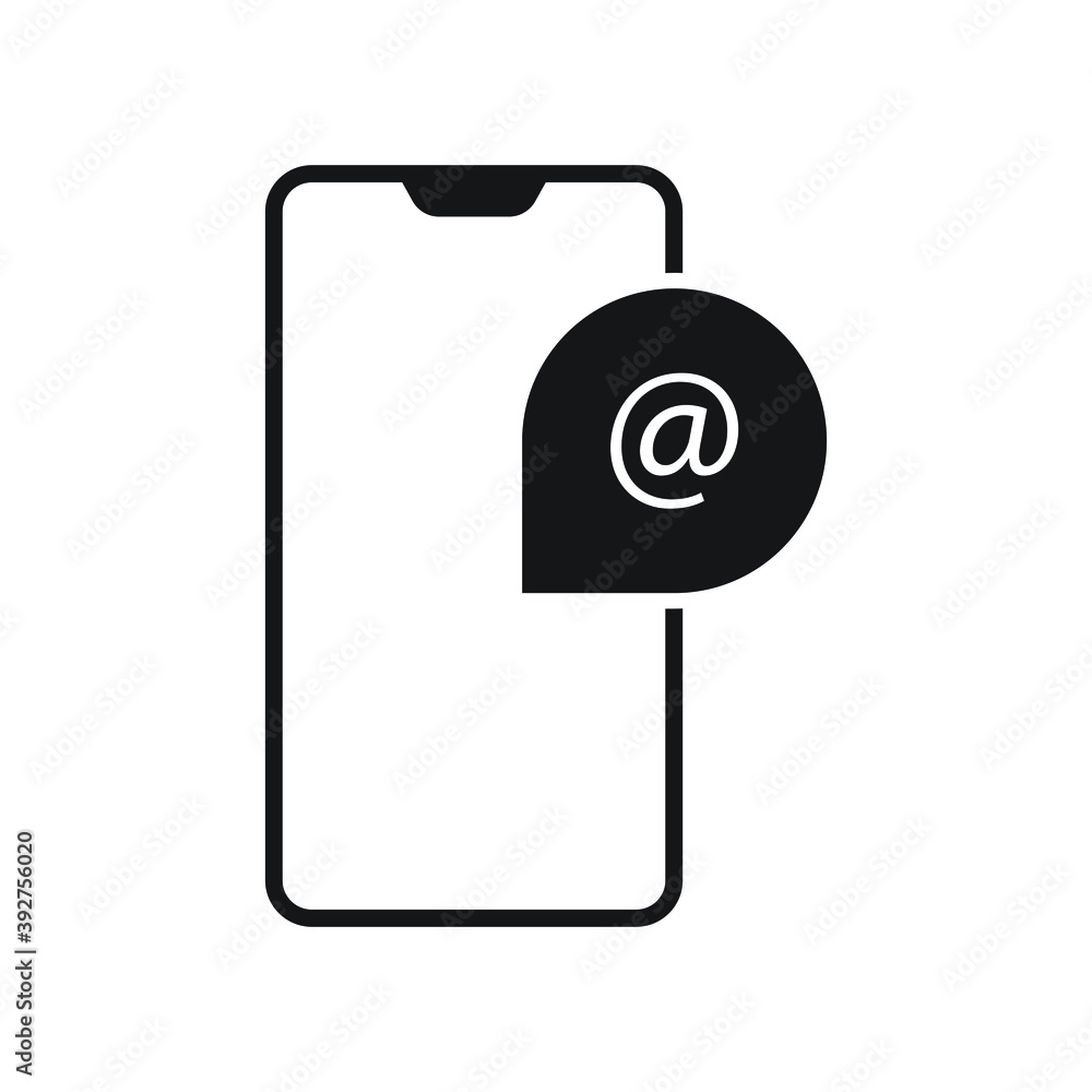 Phone with message icon design isolated on white background Phone with message icon design isolated on white background