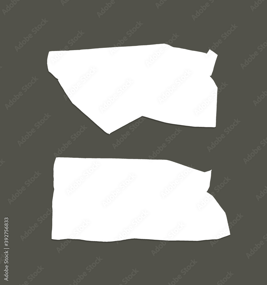 White ripped note, notebook paper stuck with sticky tape on black background. White ripped note, notebook paper stuck with sticky tape on black background.