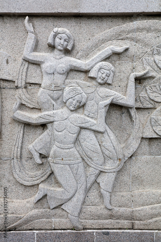 Chinese Ancient Wall Carving Art in Parks, Shijiazhuang City, Hebei Province, China