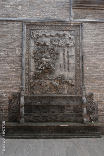 Chinese traditional building courtyard shadow wall decoration.