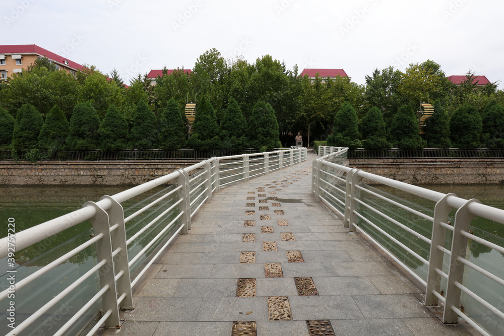 Bridge metal railings in the park
