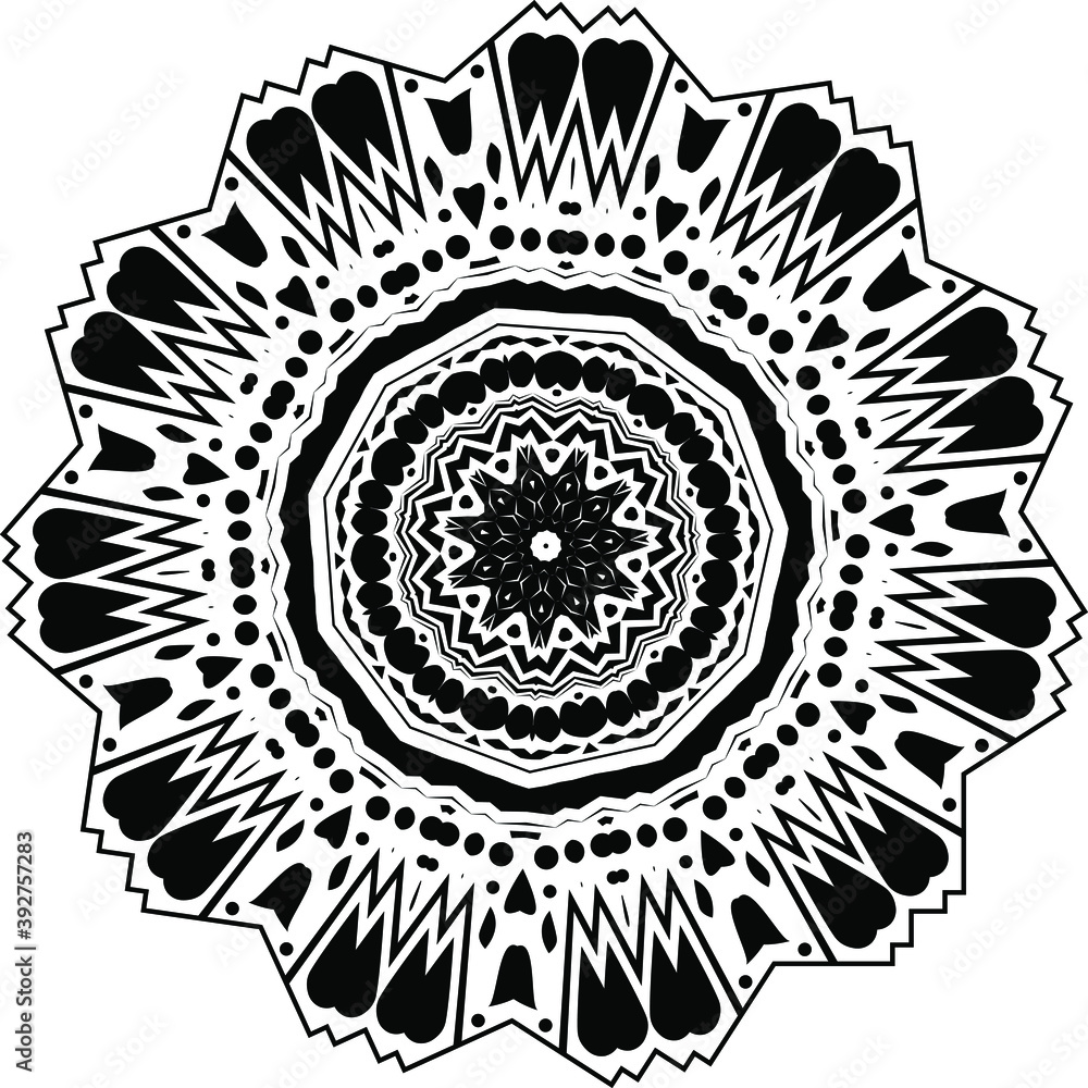 Mandala isolated on white background. Abstract pattern vector illustration. Retro black and white texture. Ornamental diwali pattern.