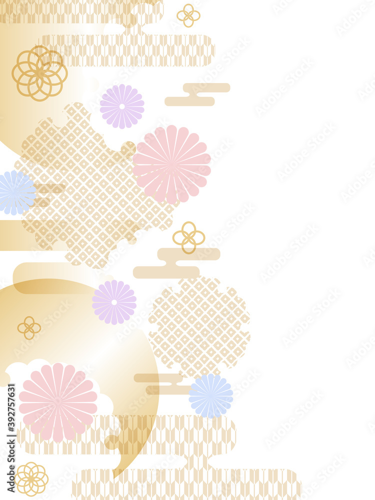 和柄の金色背景フレーム