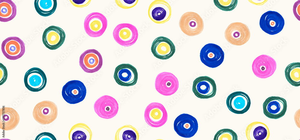 Colorful Circles Pattern. Watercolour Party 