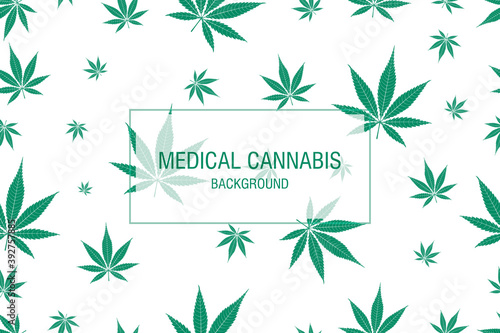 Cannabis Background. Marijuana Ganja Weed Hemp Leafs Seamless Pattern.