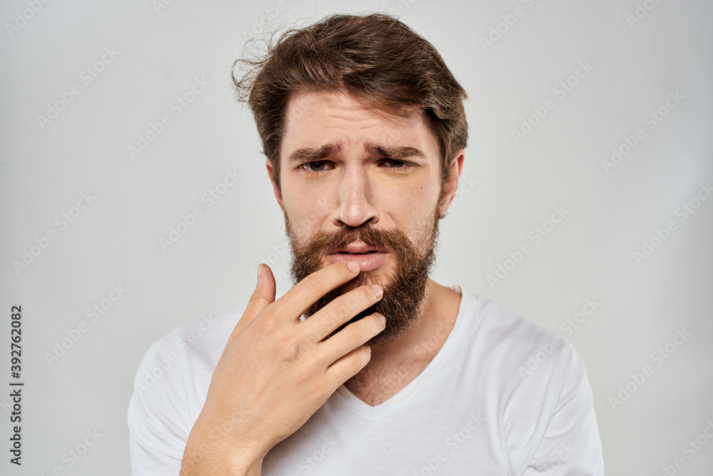 emotional bearded man close-up facial expression studio lifestyle emotional bearded man close-up facial expression studio lifestyle