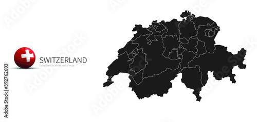 Switzerland Map and Flag Ic...