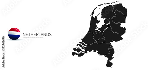 Netherlands Map and Flag Ic...