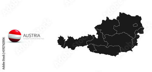 Austria Map and Flag Icon Map of European countries.