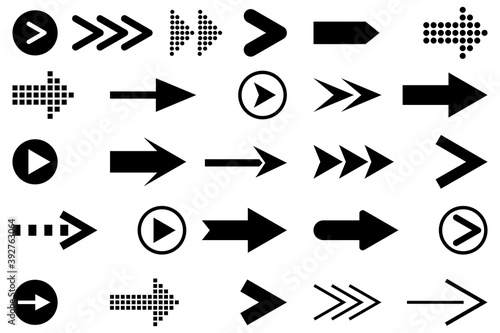 Set with different arrows pointers. Ui design. Cursor line icon. Stock image. EPS 10.