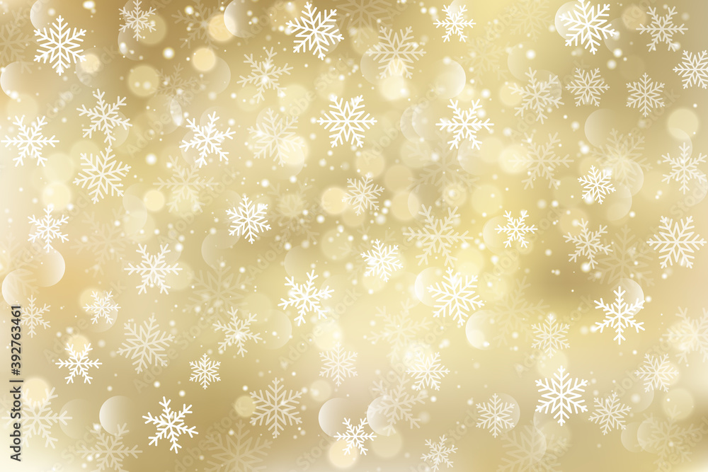 Christmas snowflake and bokeh on gold background, vector illustration Christmas snowflake and bokeh on gold background, vector illustration