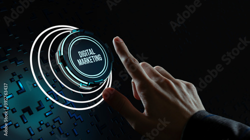 маркетинг Internet, business, Technology and network concept. Digital Marketing content planning advertising strategy concept.