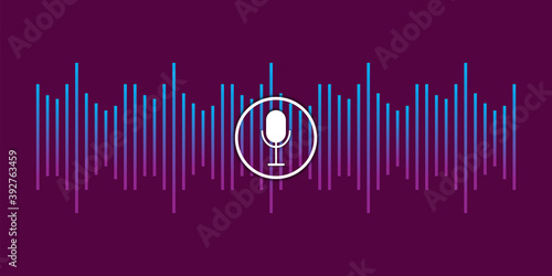 Abstract illustration with voice recording microphone wave for concept design. Future technology concept. Stock image. EPS 10.