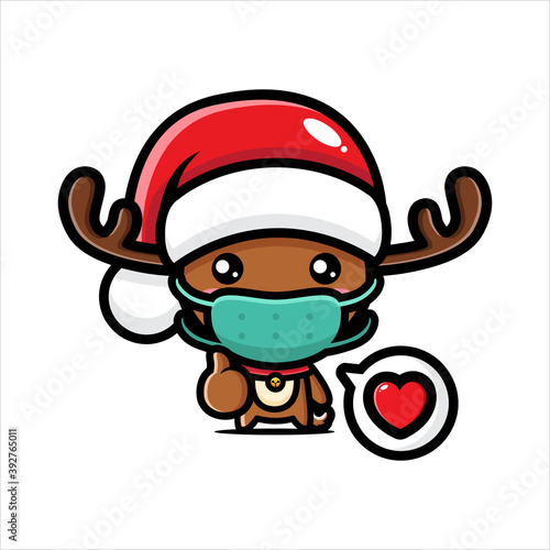 cute santa reindeer character wearing a mask