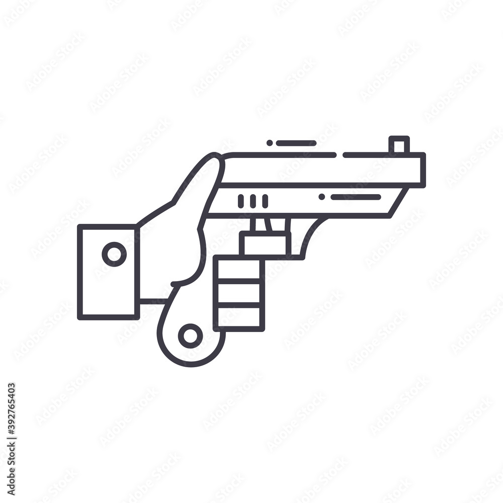 Shotgun icon, linear isolated illustration, thin line vector, web design sign, outline concept symbol with editable stroke on white background.