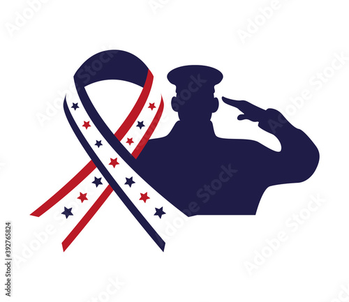 officer military silhouette with ribbon campaign